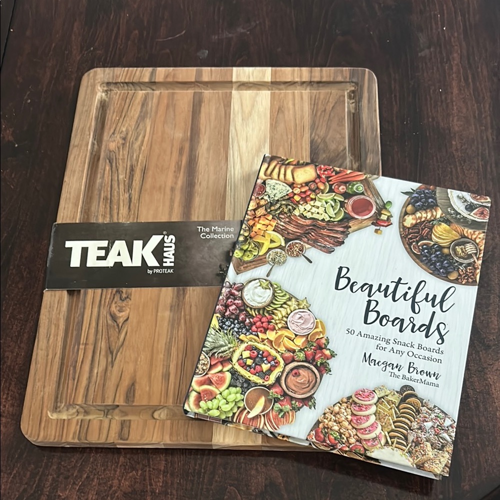Brown Cutting Board with Charcuterie board book